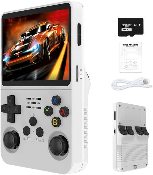 R36S 2025 Retro Handheld Game Console - 20,000+ HD Games, 3.5 Inch IPS Screen, Portable Arcade Gaming Device for Adults (White)